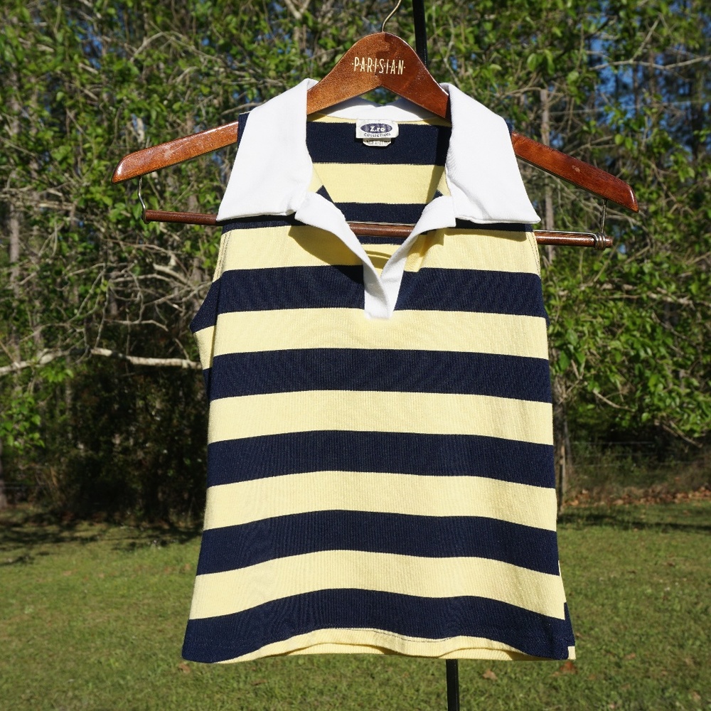 Z.ro Navy & Yellow Striped Sleeveless